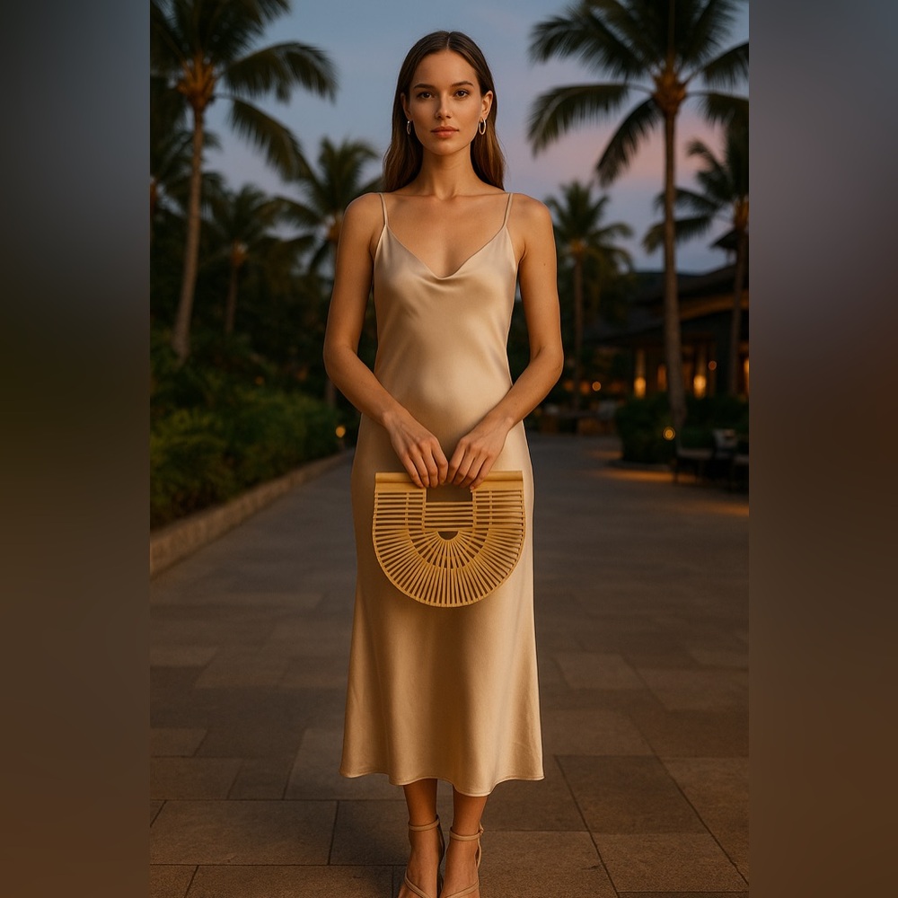 Wooden Bamboo Arc Handbag — Sculptural Statement Bag